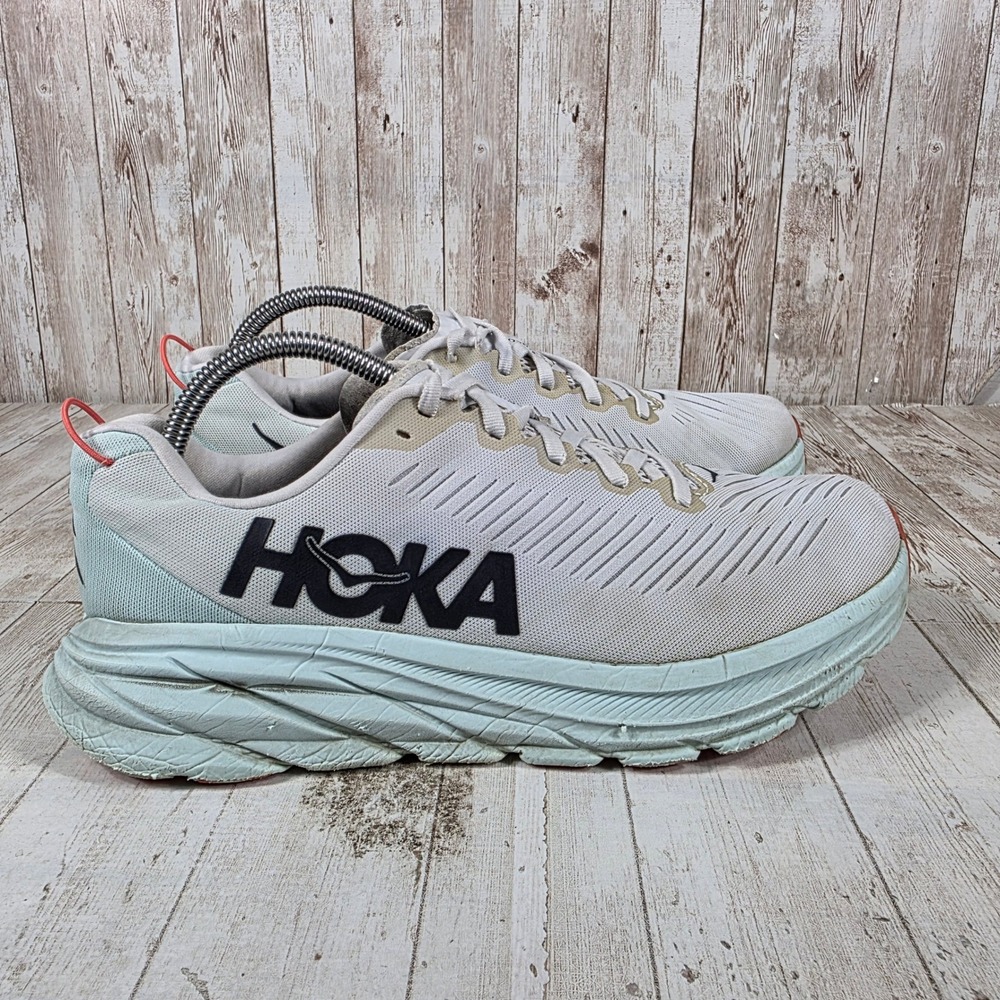 Hoka One One Rincon 3 Womens Running Shoes White Blue Orange Size 9.5 B